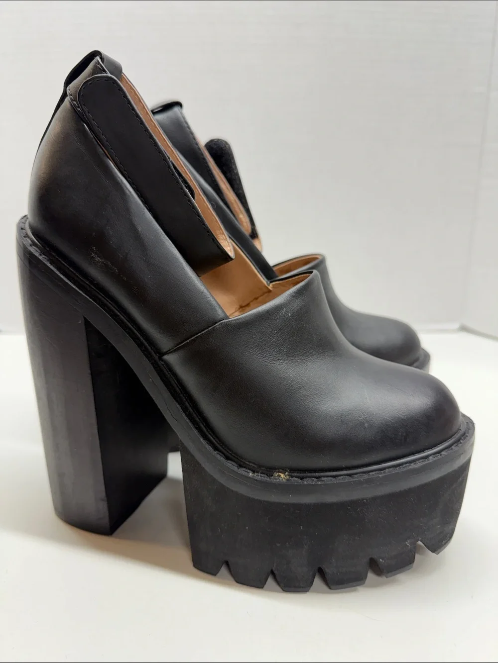Jeffrey Campbell Scully Platform Heels Lug Sole High Heel Shoes Black Size 6.5